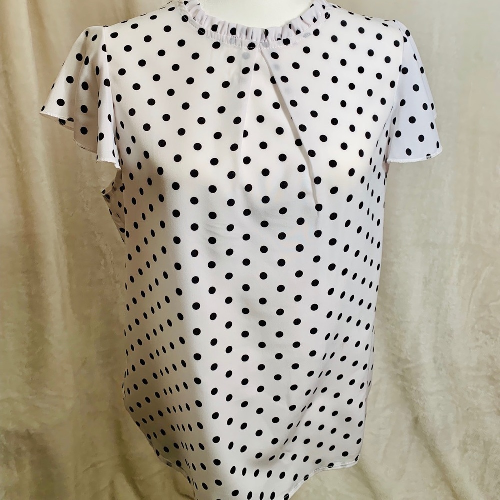Black and white polka dot blouse